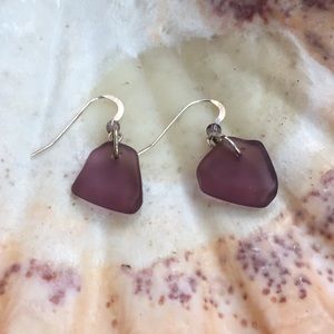 Purple Sea Glass Earrings